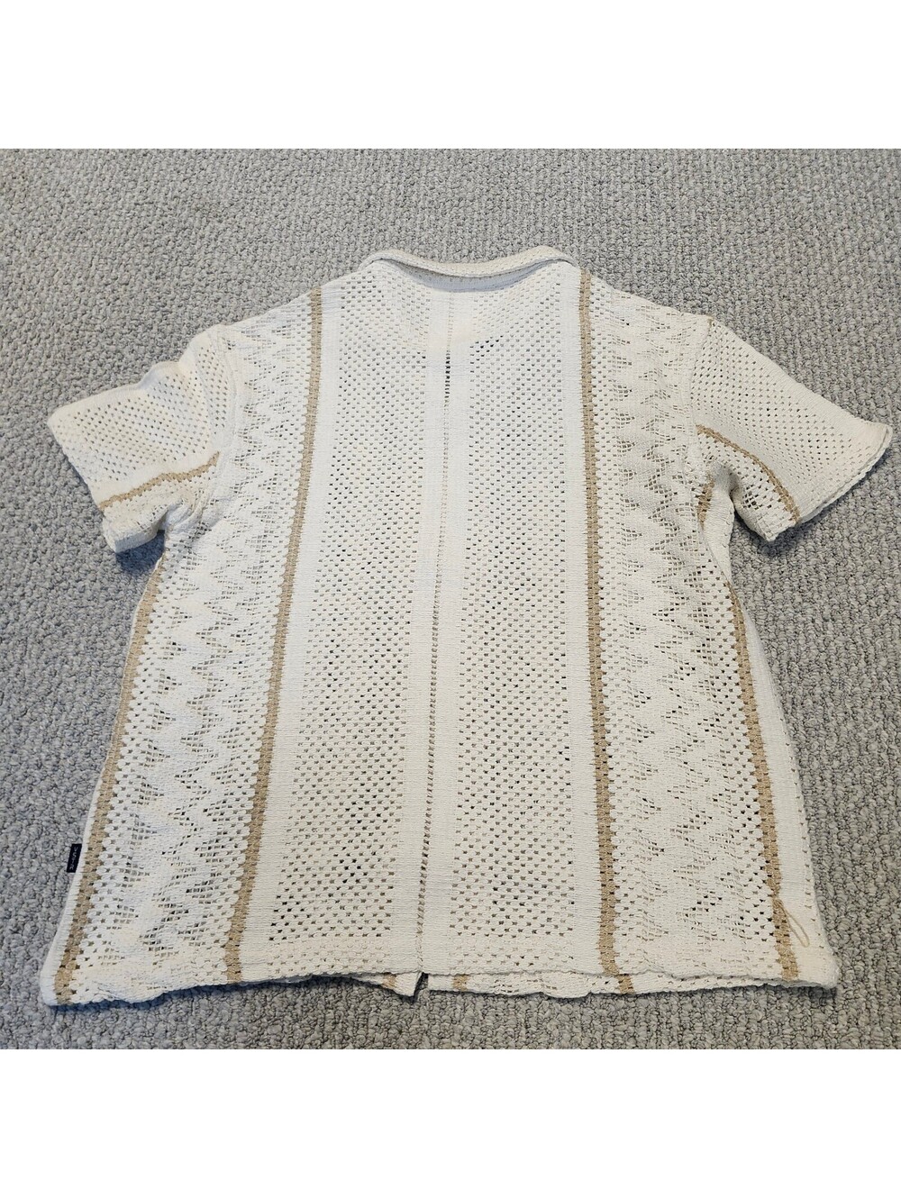 VSTR Cream Knit Short Sleeve Button Front Shirt Size Large NWT - Picture 6 of 7